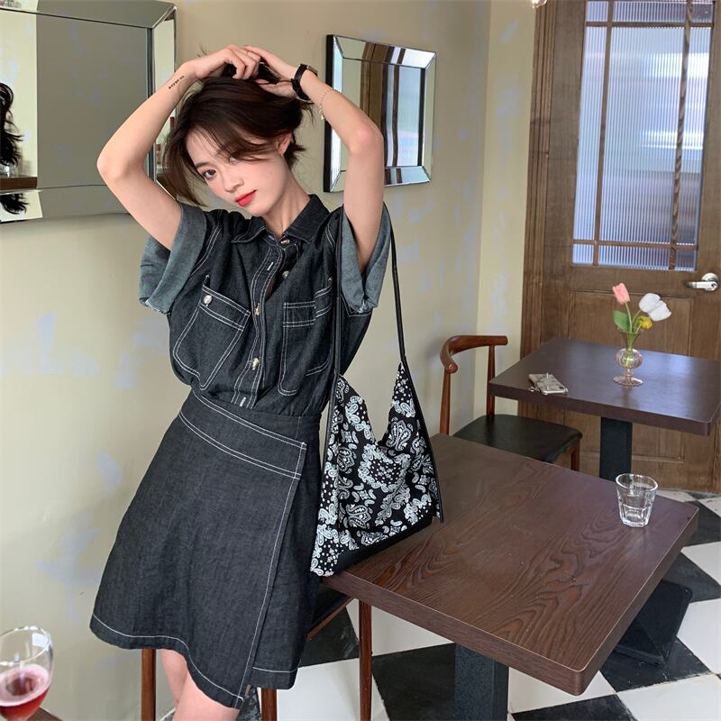 スタンダードスカート サマーシャツ レトロ ストリート 夏物 モンロー55888350266