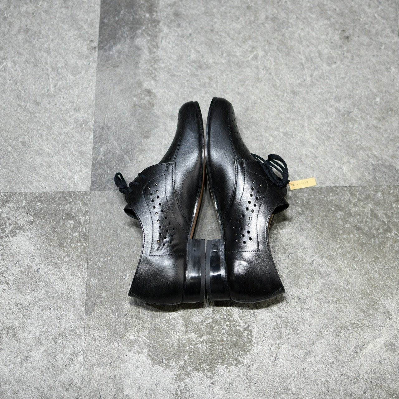 czech military punching design PVC leather shoes