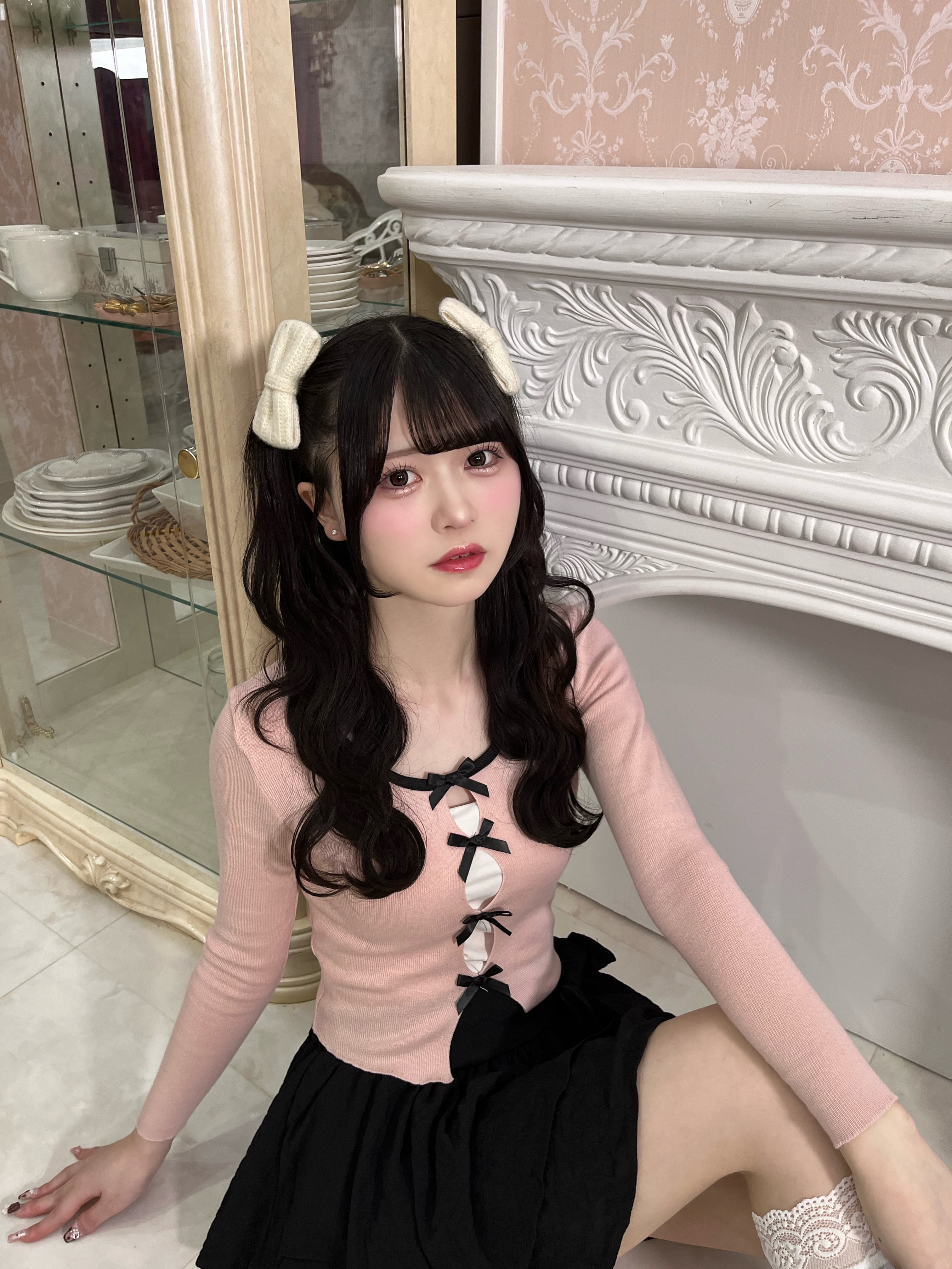 【LAST1】bi color ribbon knit-gray