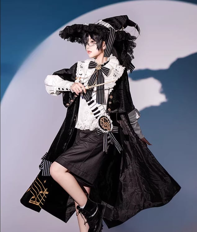 男装 皇子 帽子 ハット のみ 音符 ピアノ リボン ロリータ モノトーン