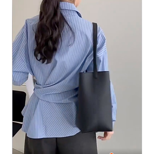 waist-ribbon stripe shirt　J00495