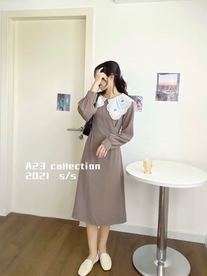 スカラップ刺繍カラー　ワンピース  AJ3396-D01