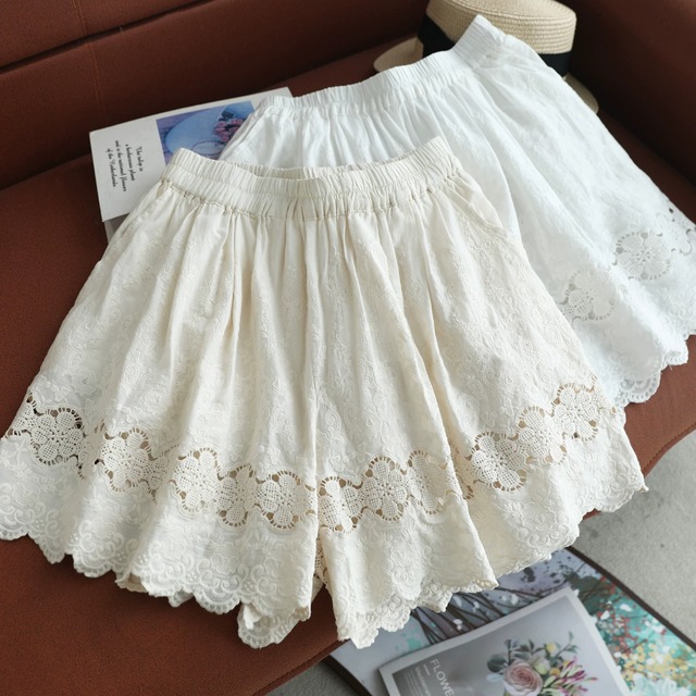 2色／カットワーク刺繍キュロットペチパンツ ・12078