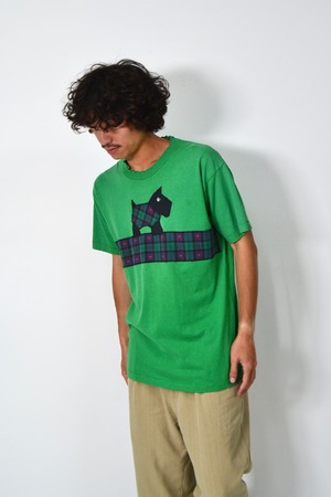 90s USA製 Fruit of the loom dog patchwork T-shirt