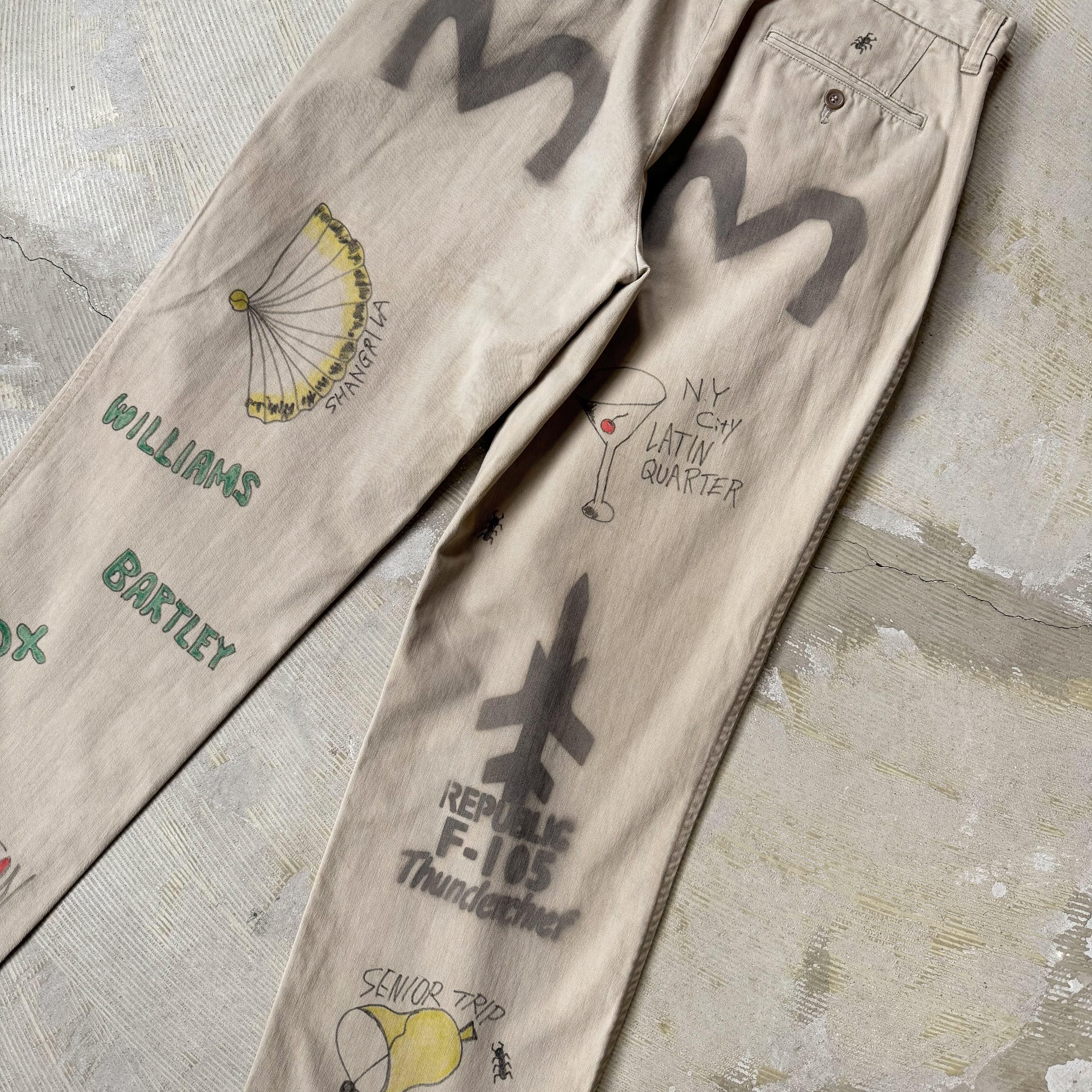 HAND PAINTED ART STENCIL MEMORIAL PANTS / ハンド ペイント アート