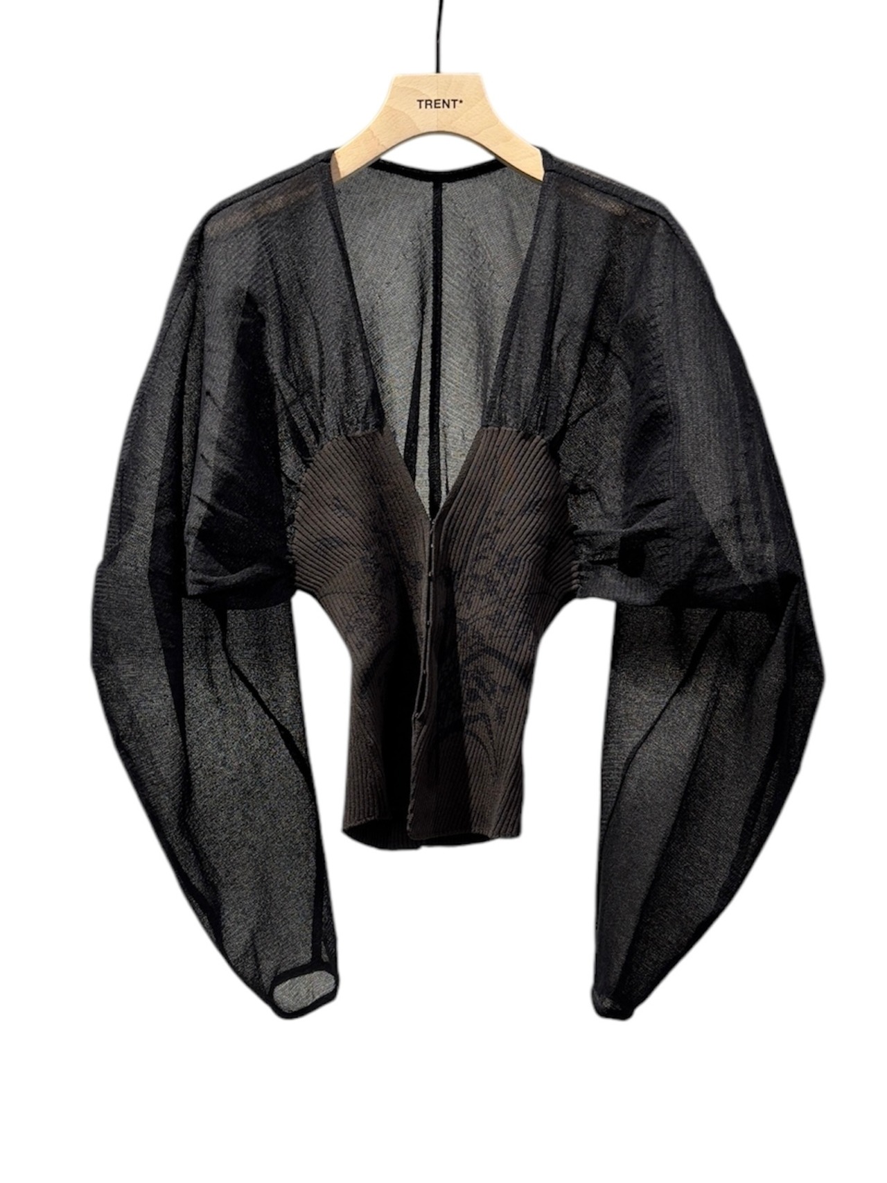 【25SS】Mame Kurogouchi マメクロゴウチ / Sheer Rounded Sleeve Knitted Cardigan - 6