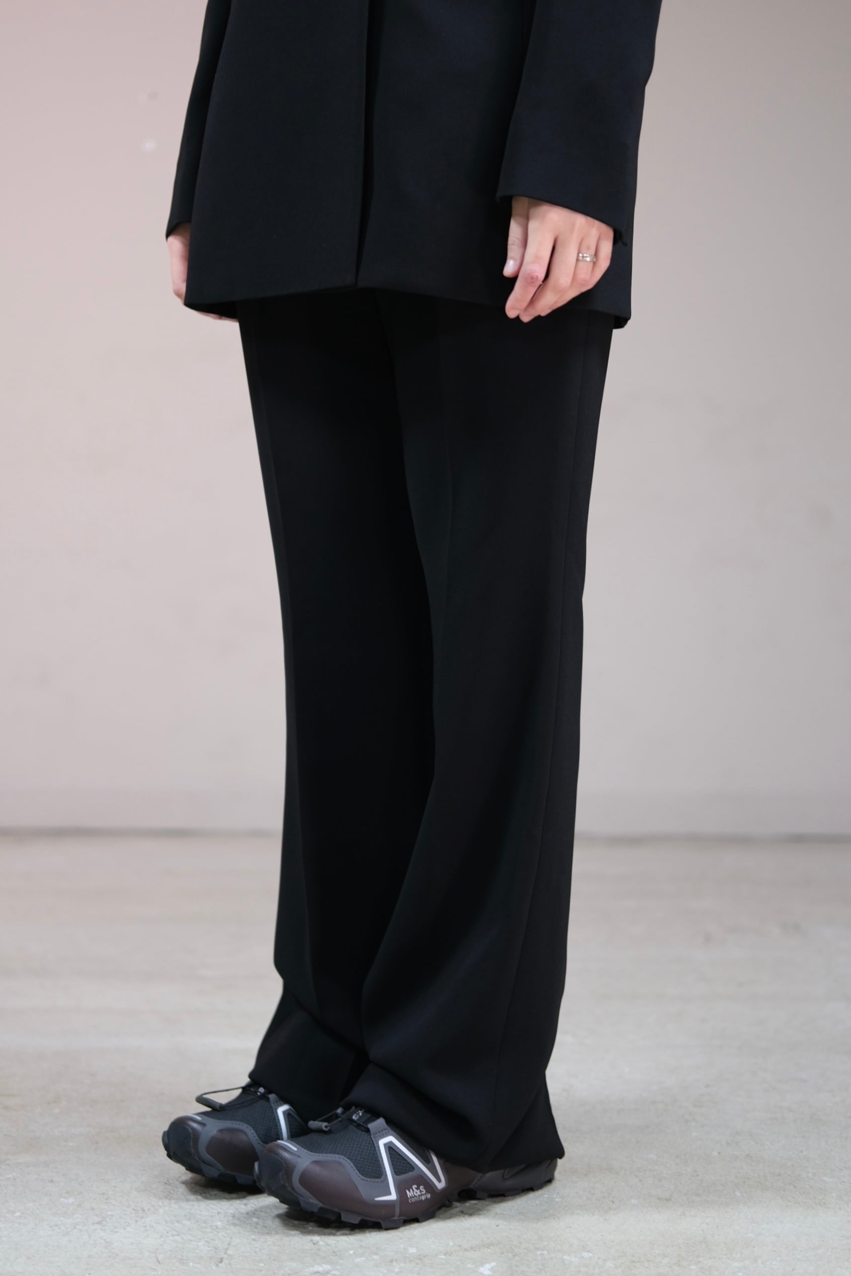 mame kurogouchi　 22SS High Waisted パンツ Acetate Polyester High Waisted Trousers - navy - Mame Kurogouchi