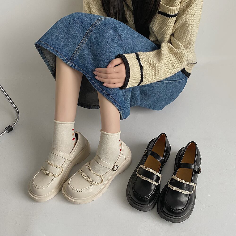 2色 レースワンストラップシューズ Sucrier シュクリエ お砂糖みたいに甘くてかわいい 量産型プチプラガーリー服 通販