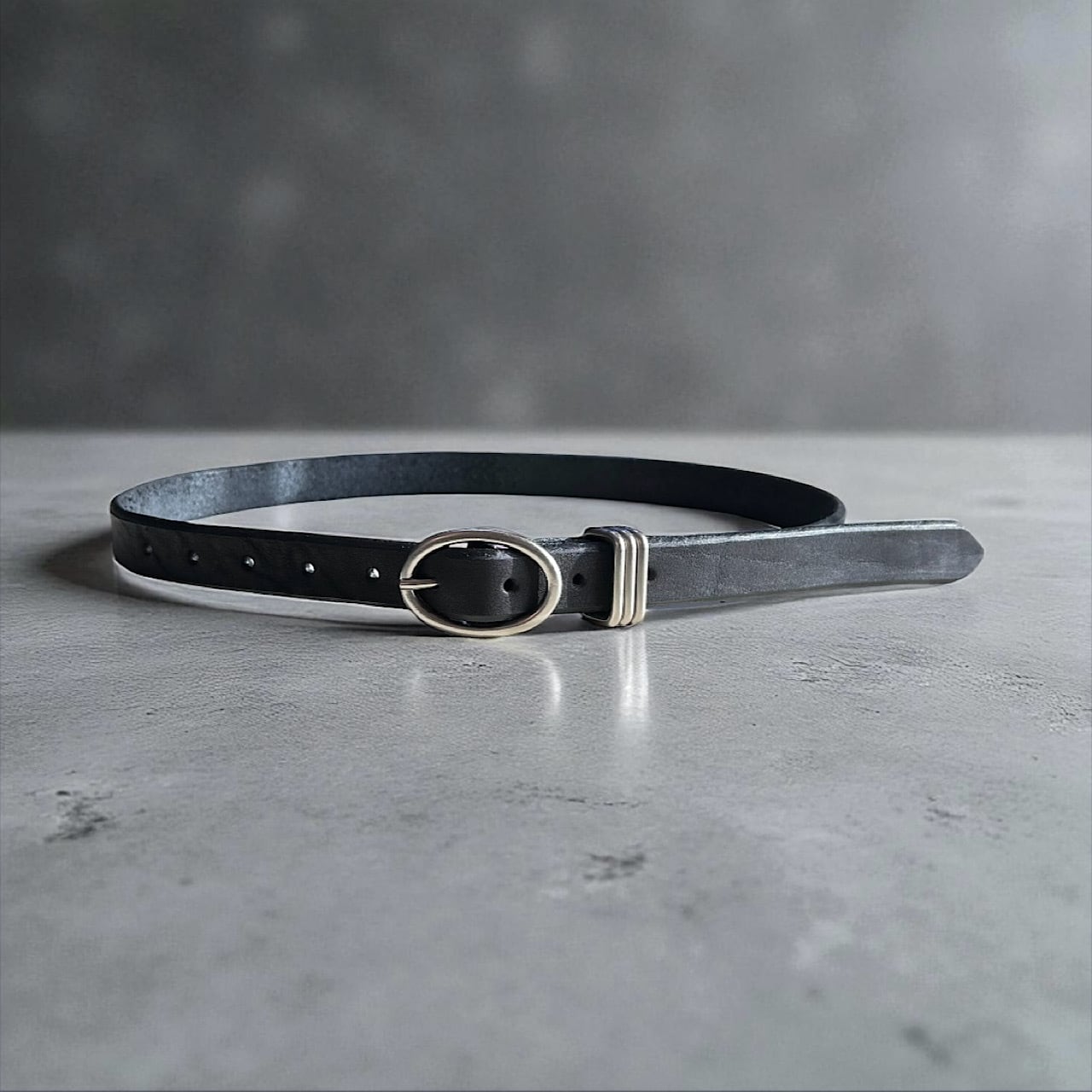 レザーベルト ナローベルト オーバルバックルベルト 【Nje-bt23