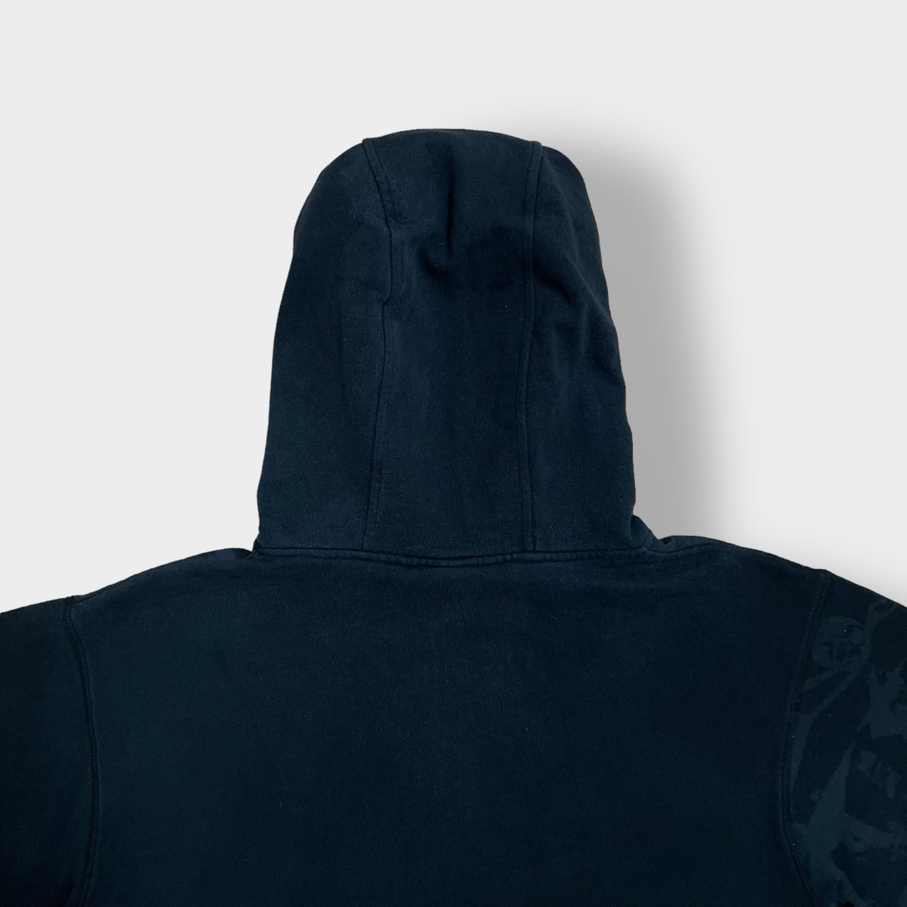 【VOLCOM】パーカー ジップアップ プリント フーディー スウェット hoodie ブラック L ボルコム スケボー スケート US古着