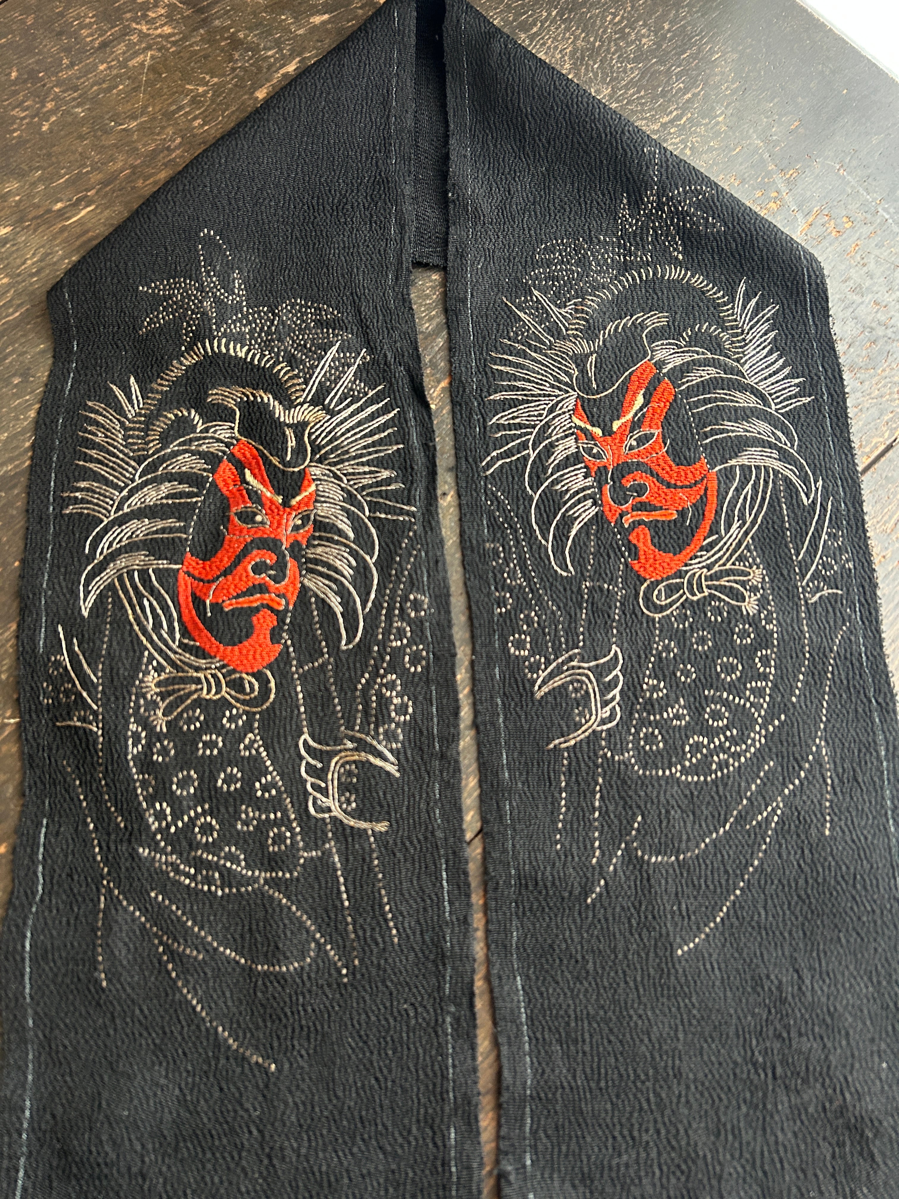 アンティーク刺繍半襟　暫