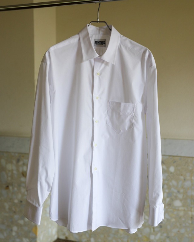 【新品】MINTENS 1930s " THOMAS MASON " broad cotton shirts made in ENGLAND fabrics made in JAPAN／英国製 トーマスメイソン 高級ブロード コットン シャツ ホワイト 日本製 オリジナルブランド 1930年代シルエット  サイズ①（実寸16程度）、サイズ②（実寸17H程度）