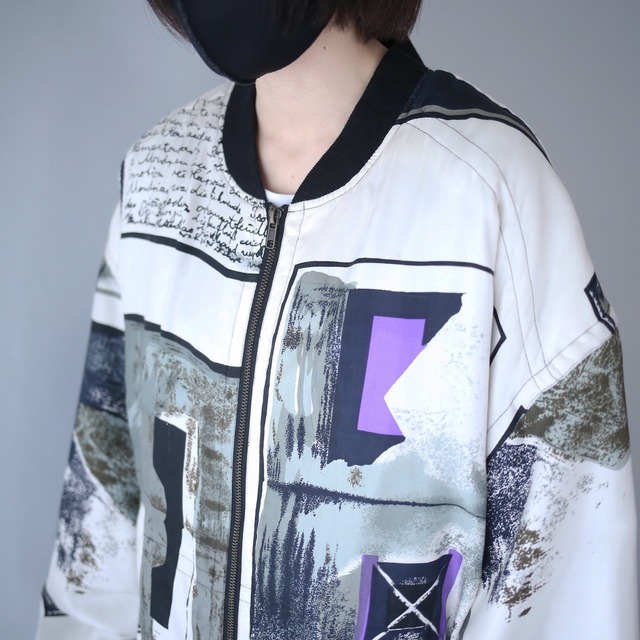 "GOOUCH" geometry art pattern loose silhouette silk blouson