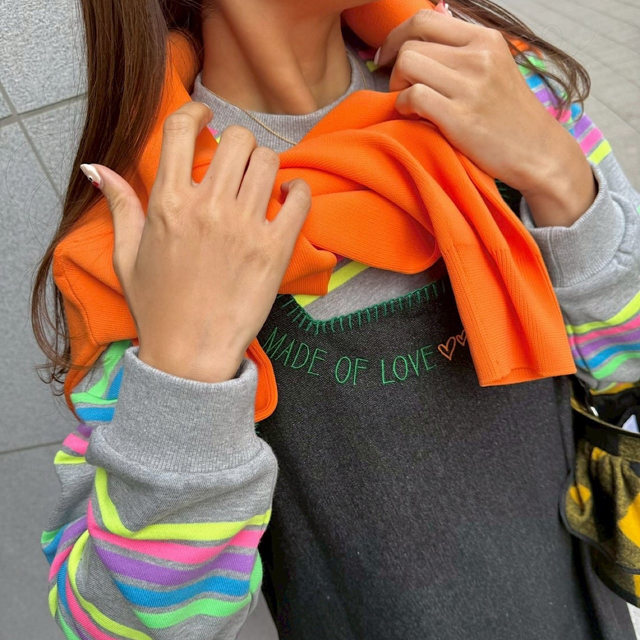 カラフルボーダートップス(グレー) | LINKABLE