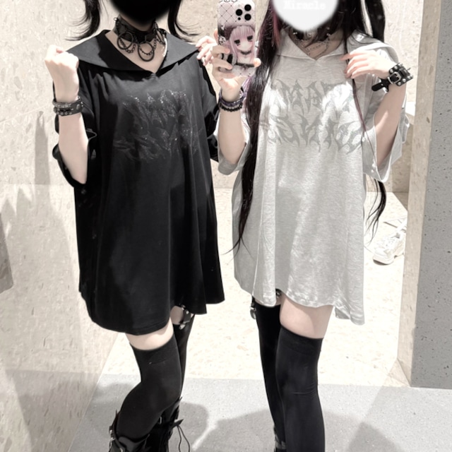 ウィンググラフィックセーラーカラーTシャツ(2カラーあり)(lli_7197)