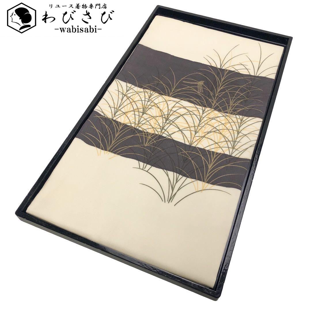 夏物 袋帯 中古 リサイクル 松葉 紅葉 白茶色 裏葉柳色 金 A871-13 夏物 袋帯 中古 リサイクル 松葉 紅葉 白茶色 裏葉柳色 金 A871-13の