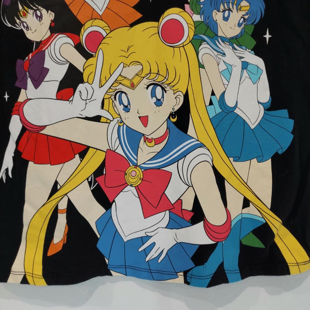 セーラームーン プリントTシャツ アニメT マンガ 黒 M うさぎ 10418 