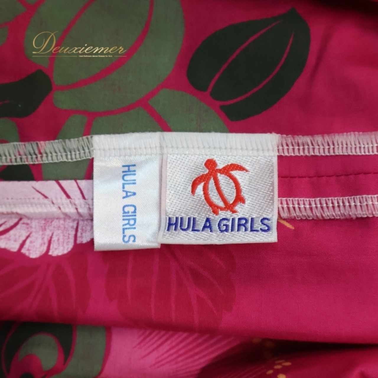 フラダンス 衣装 パウスカート フラガールズ ピンク系 HULA GIIRLS ハイビスカス柄 プルメリア柄 シングル シンプル かわいい 華やか 鮮やか 明るい 茶 白 ハワイアン アロハ ハワイアンプリント フラ ダンス レッスン 練習 花柄スカート