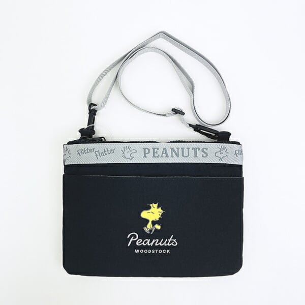 スヌーピー ウッドストック 2ルームショルダーバッグ ブラック SNOOPY