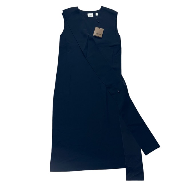 BURBERRY LONDON ENGLAND black rayon gabardine dress