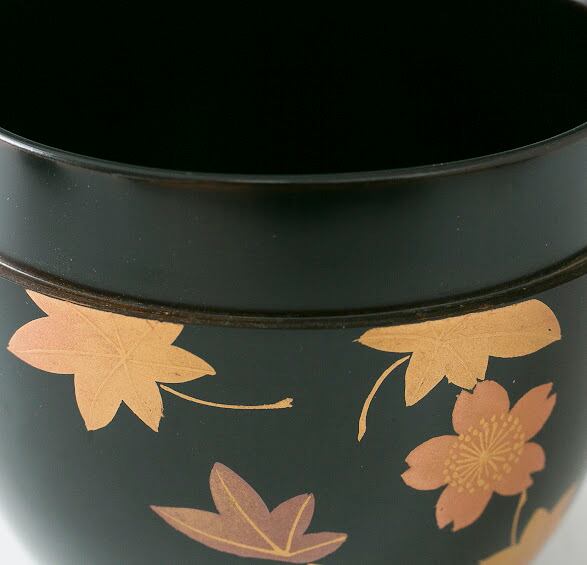 中次茶器 菊桐秋草蒔絵 中谷秀斉作 輪島塗 がたつき
