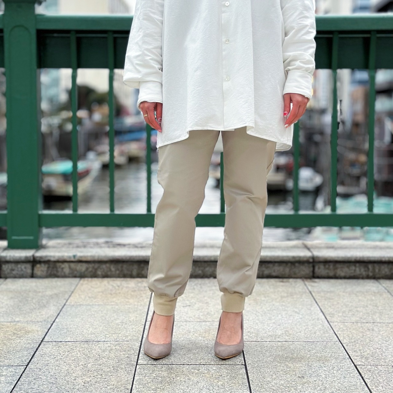 (GREIGE) VENTILE STRETCH LONG PANTS