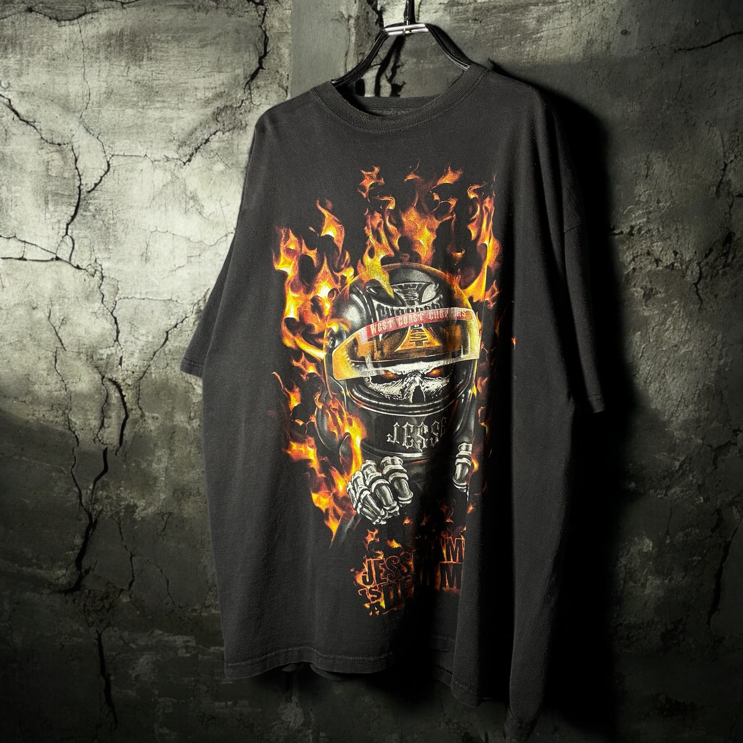 WEST COAST CHOPPERS by JESSE JAMES ファイアーパターンTシャツ 黒