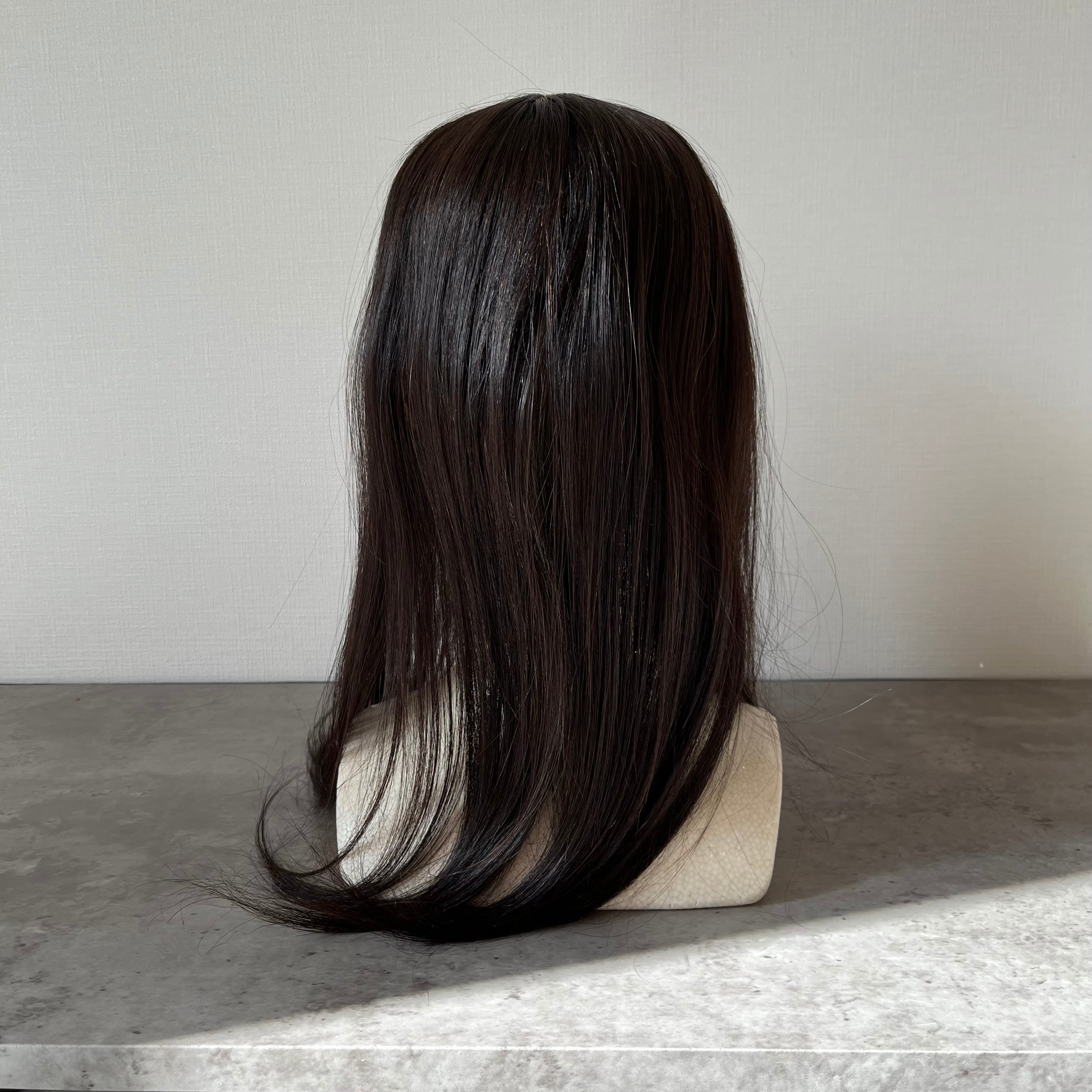 最高級レミー人毛100% 総手植えヘアピース 45cm・ベース12×14cm【BR