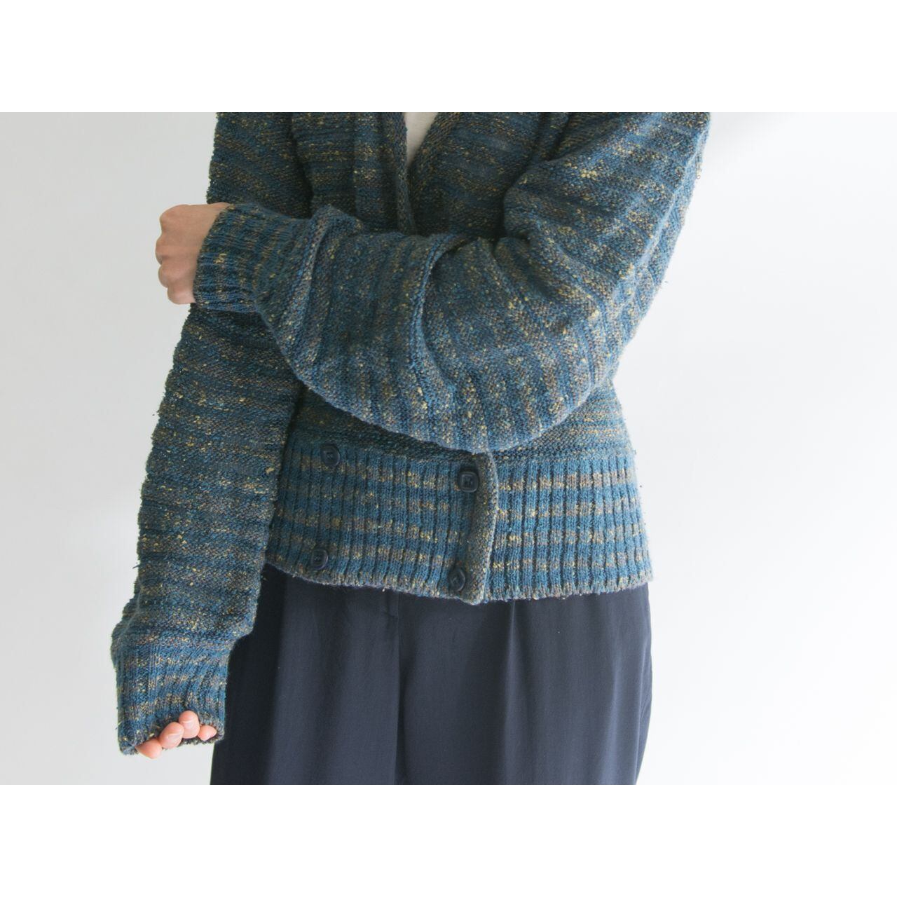 【Made in Italy】Oversized double breasted knit cardigan（イタリア製 オーバーサイズカーディガン ニットジャケット）3e