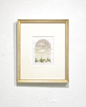 岩切裕子 IWAKIRI Yuko「dans la ciel」woodcut print with frame