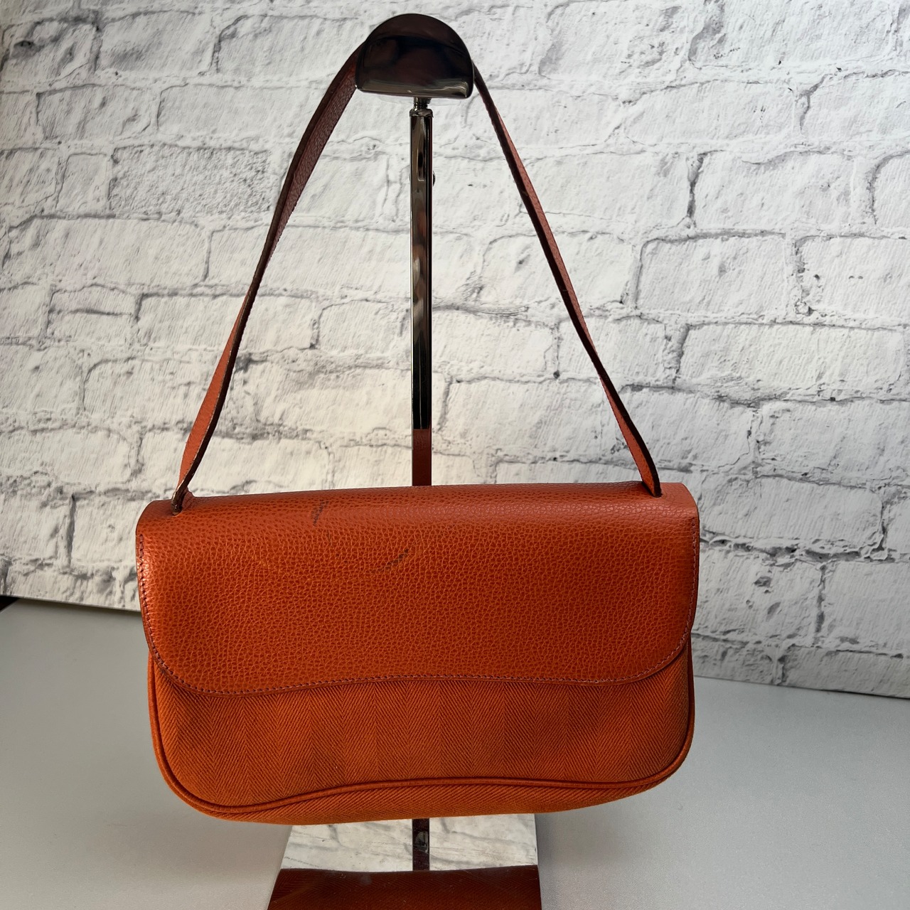 HERMES エルメス サックコロラド  キャンバス×レザー ショルダーバッグ オレンジ A-9571