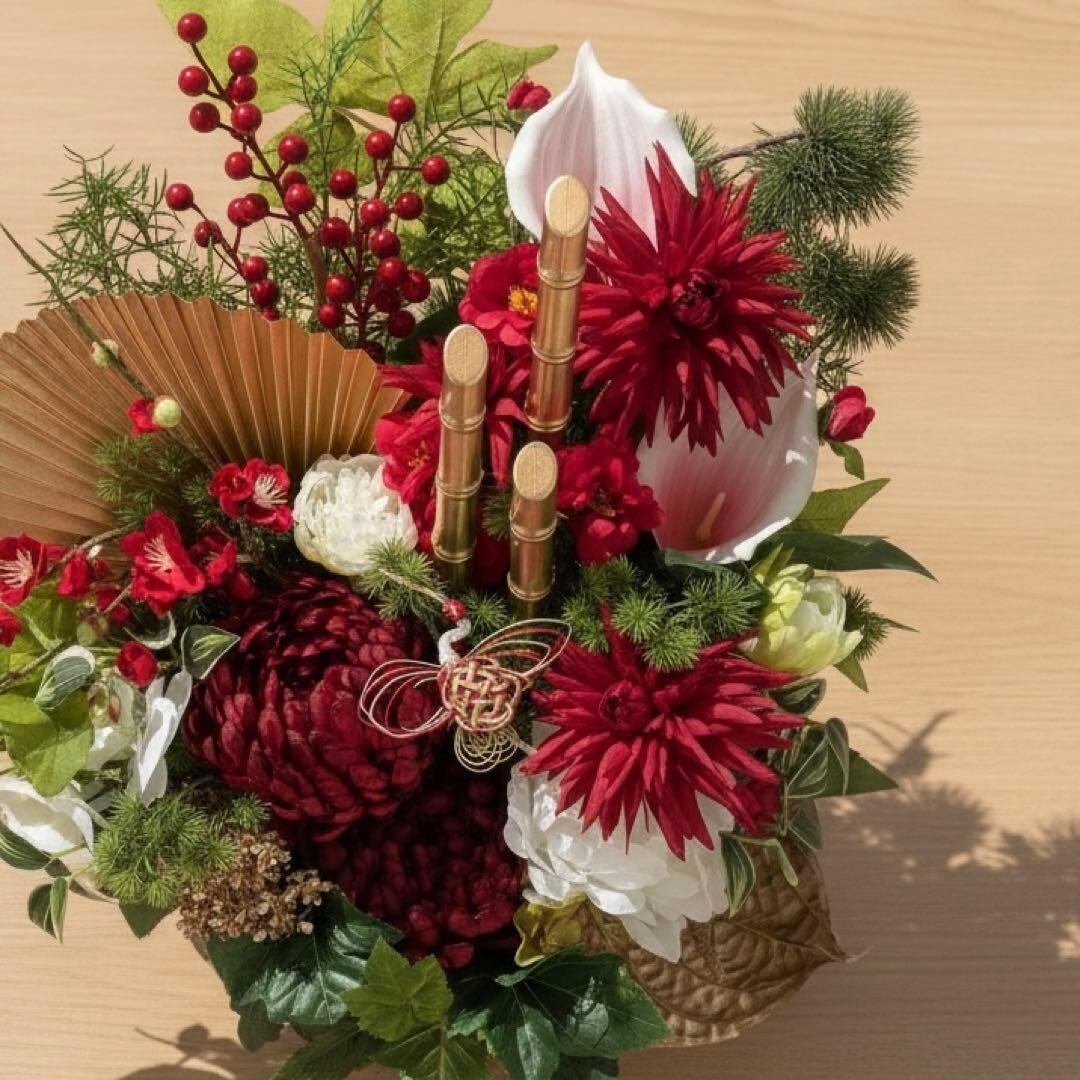 特大門松 深紅の雅 正月アレンジメント Lサイズ 店舗用門松 商業用門松