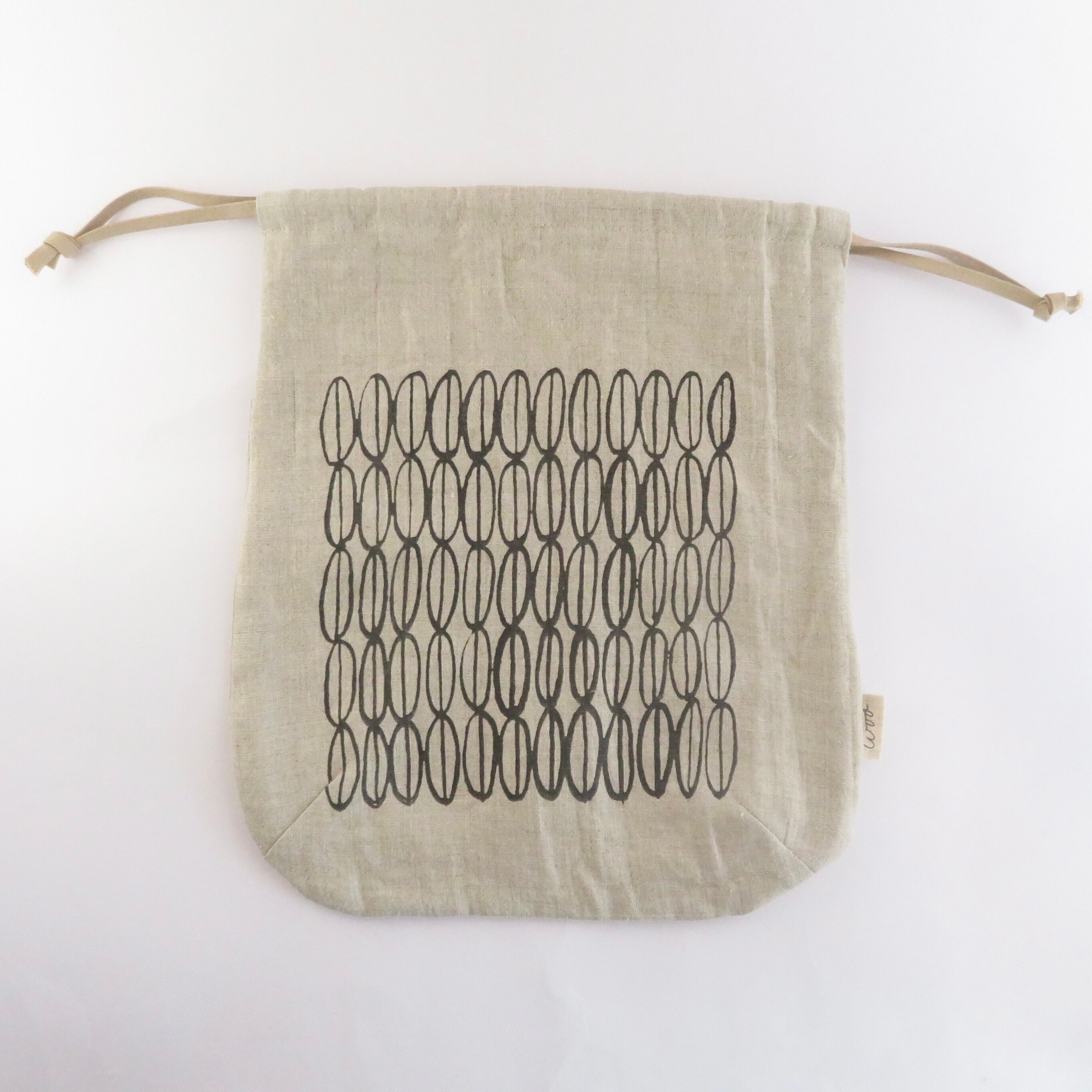 リネンの巾着 黒 | wootextiles