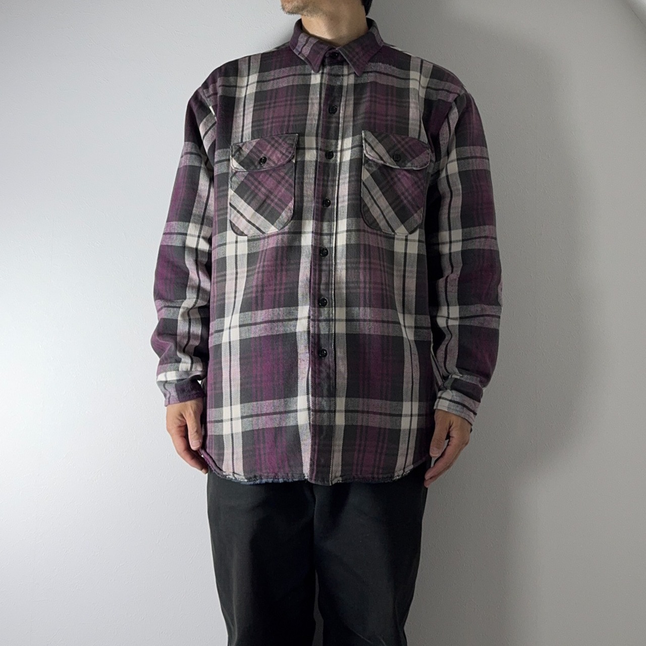 80s FIVE BROTHER Flannel Shirt Quilting Lining "made in USA" 2XL 古着 - 14