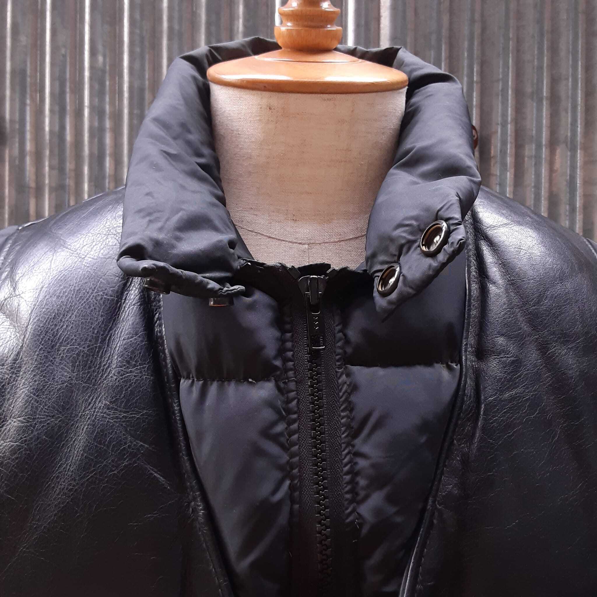 80s90s USA製 Schott レザーダウンベスト 40 グースダウン 80s90s USA