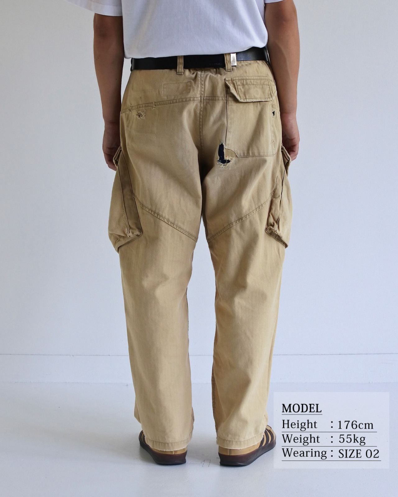 ANACHRONORM / REMAKED HERRINGBONE COMBAT CARGO TROUSERS