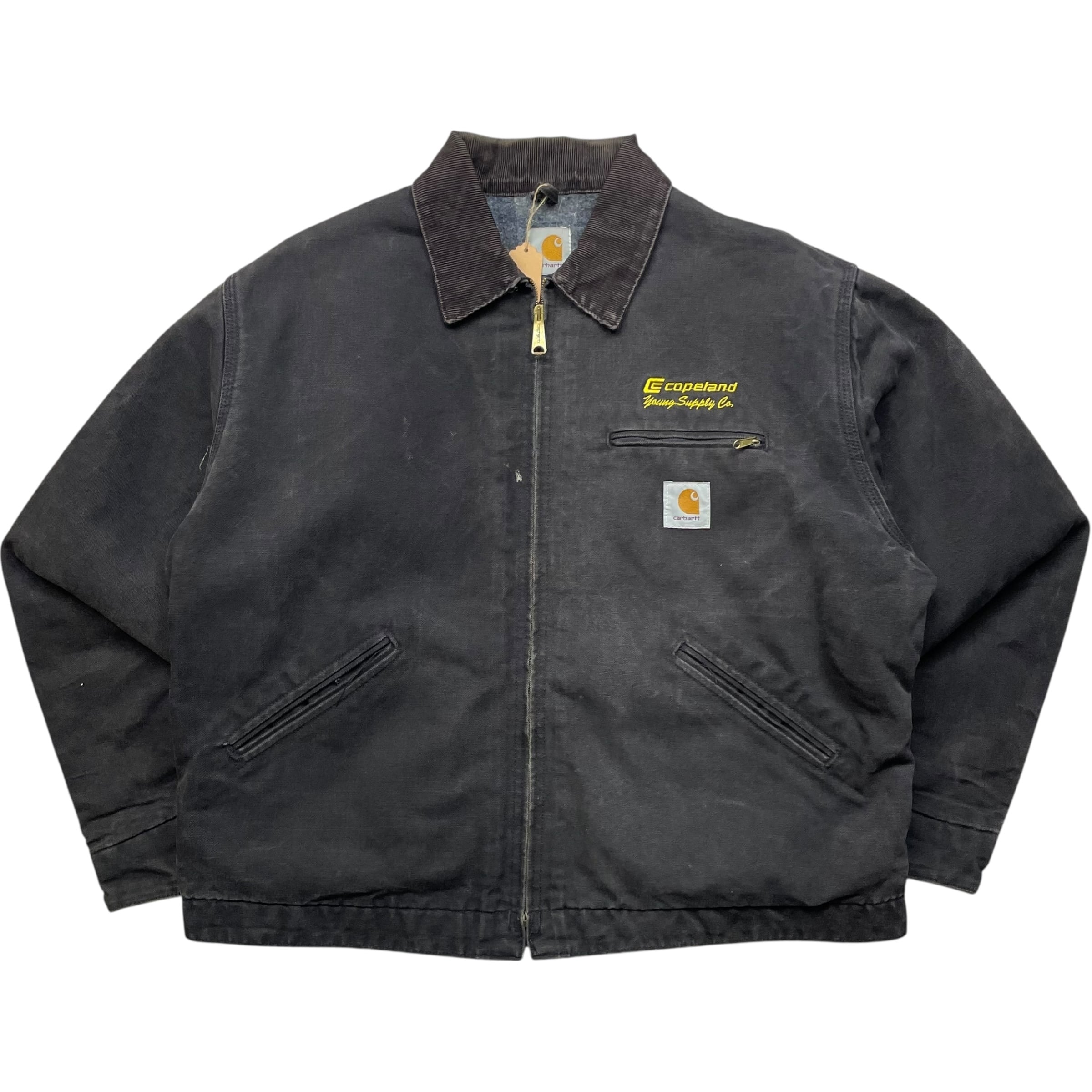 《L》Carhartt カーハート デトロイトジャケット ワークジャケット 企業刺繍ロゴ ブラック no.8948