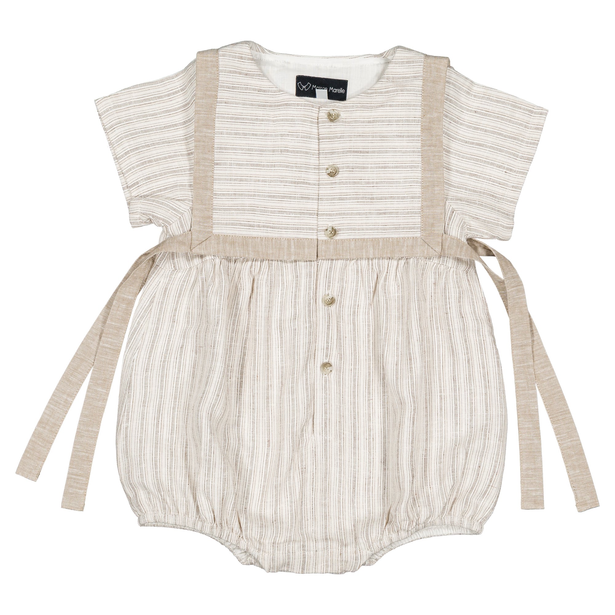 予約【Maison Marelle】Romper ALMA- Beige stripes / 6月上旬以降入荷