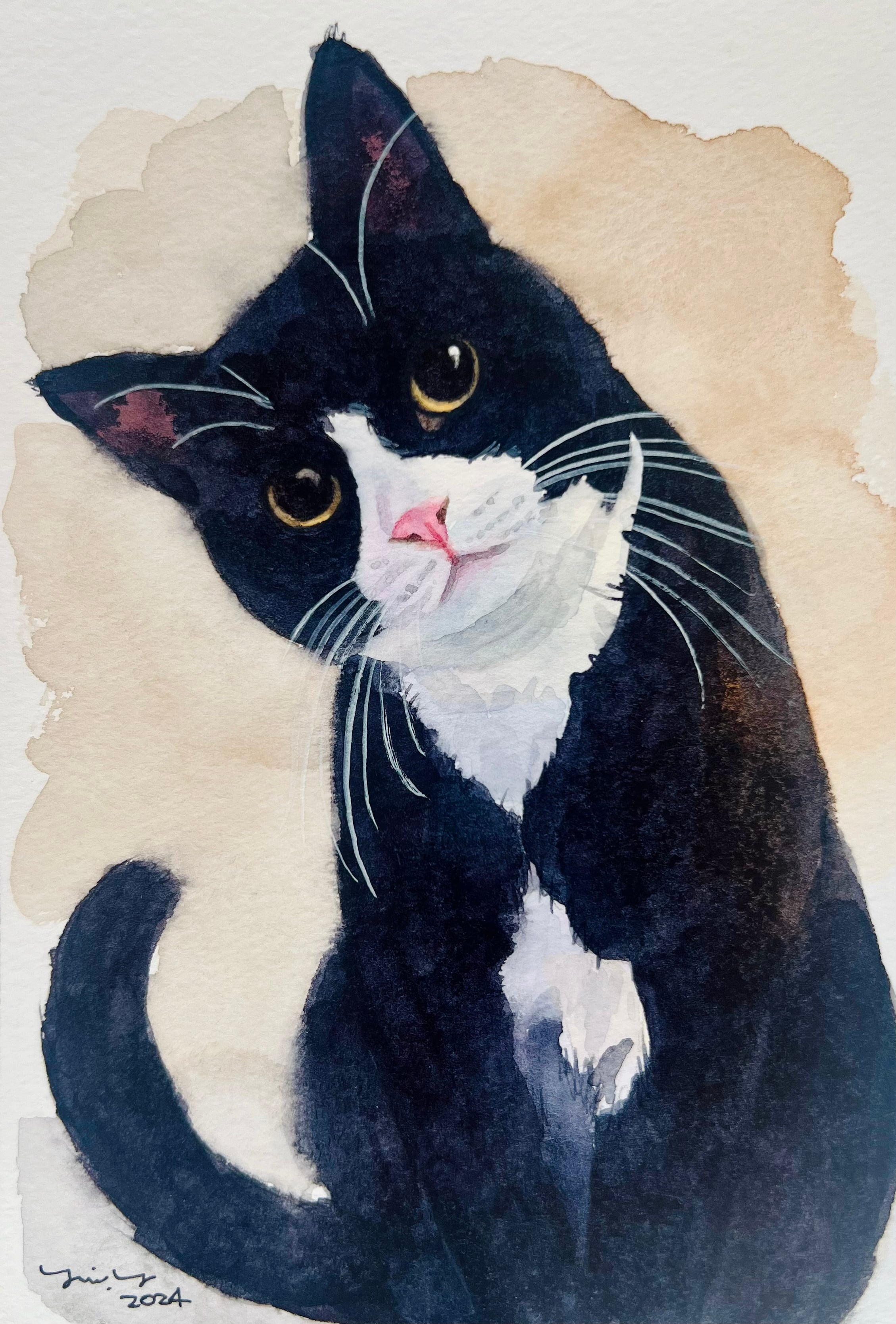 原画】 lilting number 2016 ぽく 猫の絵