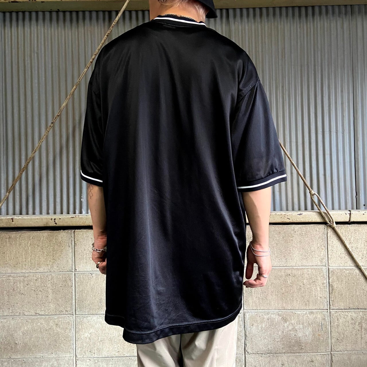 USA製 90s NIKE ナイキ プルオーバー ゲームシャツ デカロゴ 刺繍