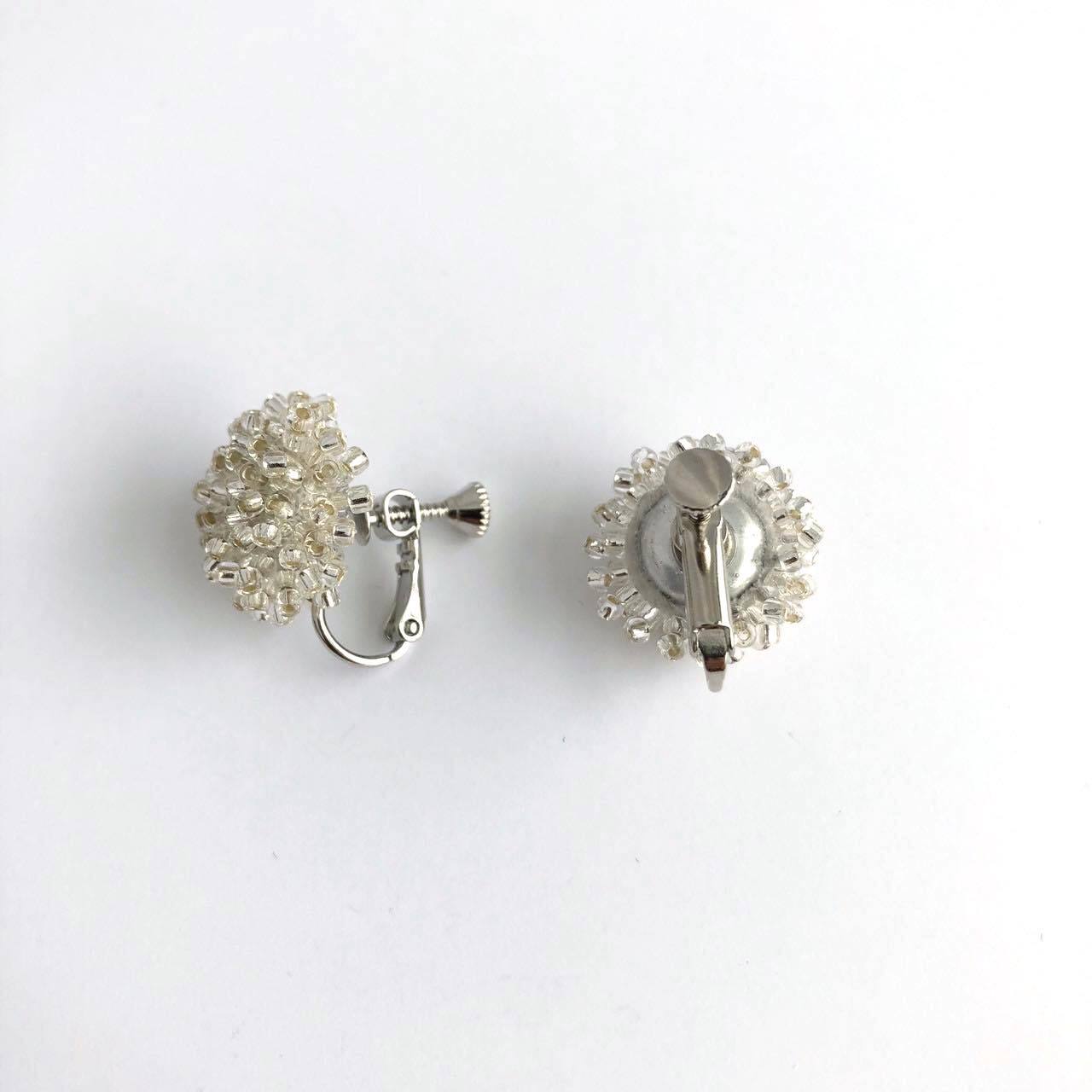 No.1021-B　ビーズとメタルビーズ☆ピアス・イヤリング 再入荷〉Duaオリジナル ビーズカボションの〈ピアス/イヤリング〉S