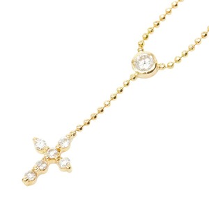 K18YG イエローゴールド ダイヤ0.10ct ダイヤ0.10ct クロスモチーフ ペンダント ネックレス レディース 【中古】