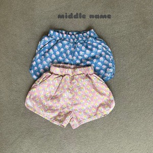 【middle name】ビンテージフラワーショートパンツ 90〜110cm ピンク【240431】