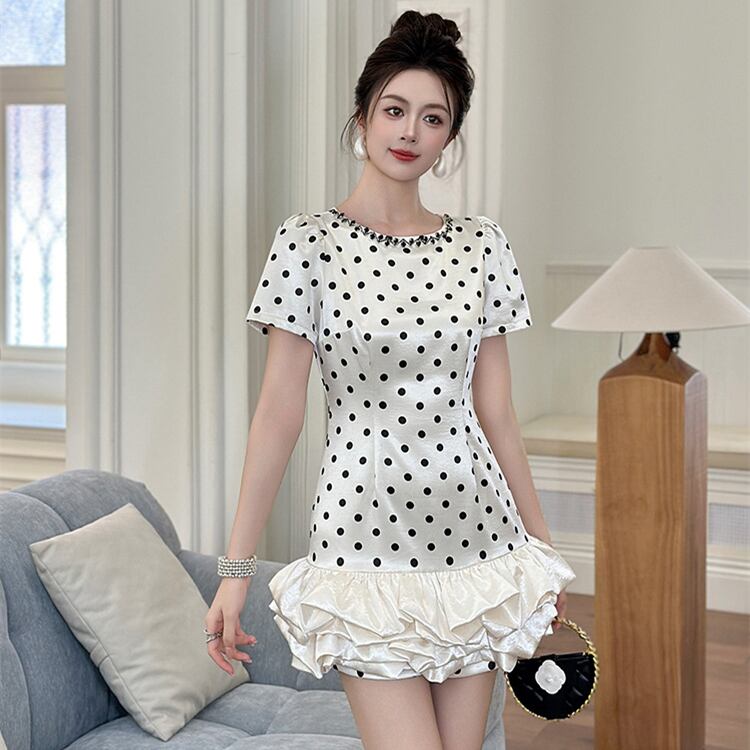 【dress】ドッキングドット柄ワンピース M33185