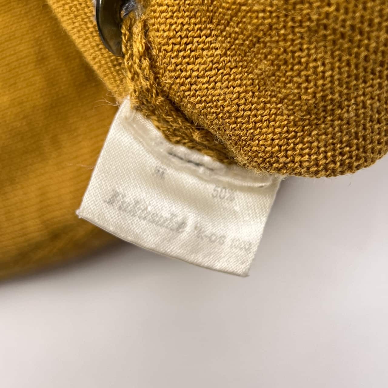 90s リネン混 Yves Saint Laurent イヴサンローラン Vネック ハイゲージ 長袖 ウール ニット カーディガン M/マスタード メンズ