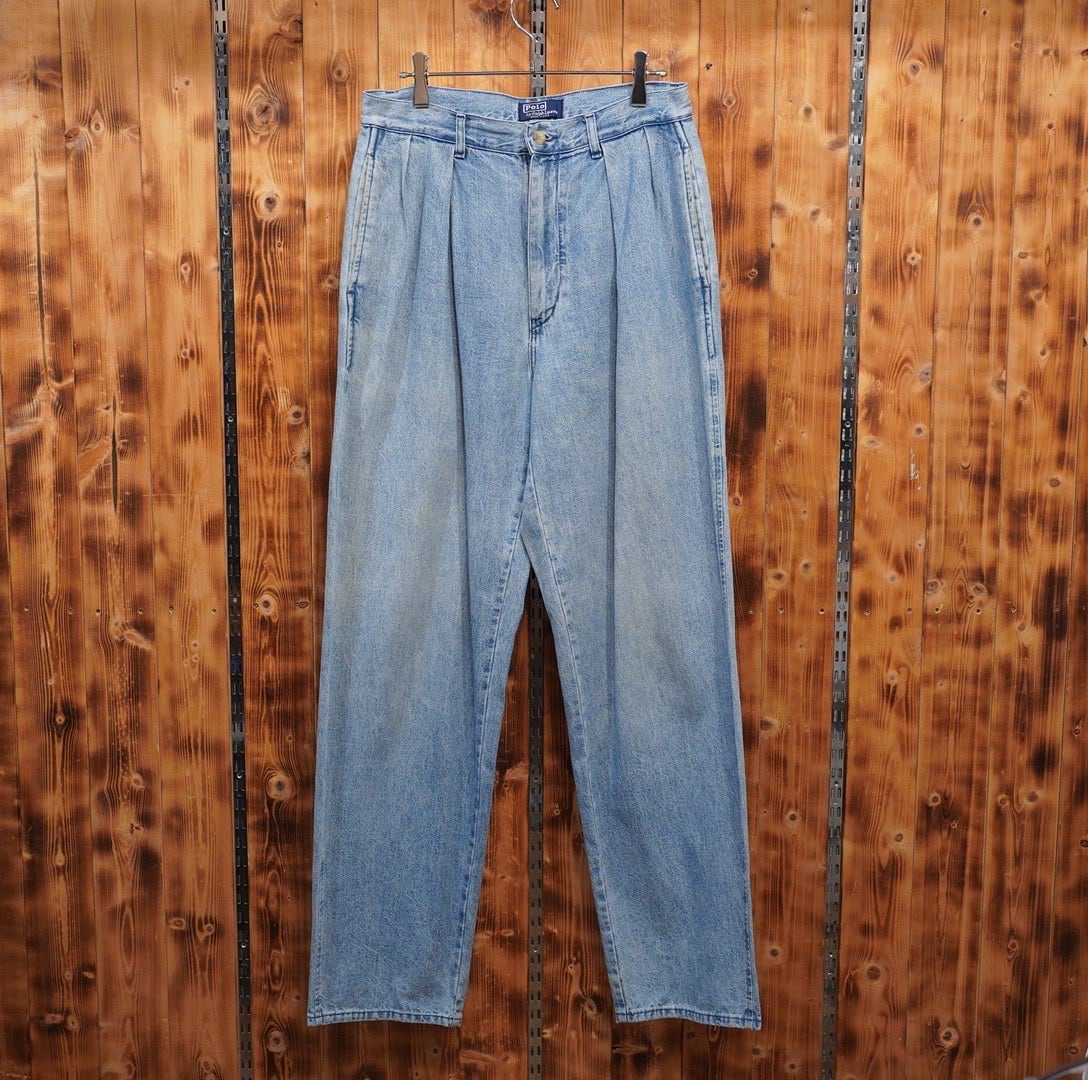 80s90s usa製 ralphlauren デニム チノ パンツ ツータック W30 /ラルフローレン