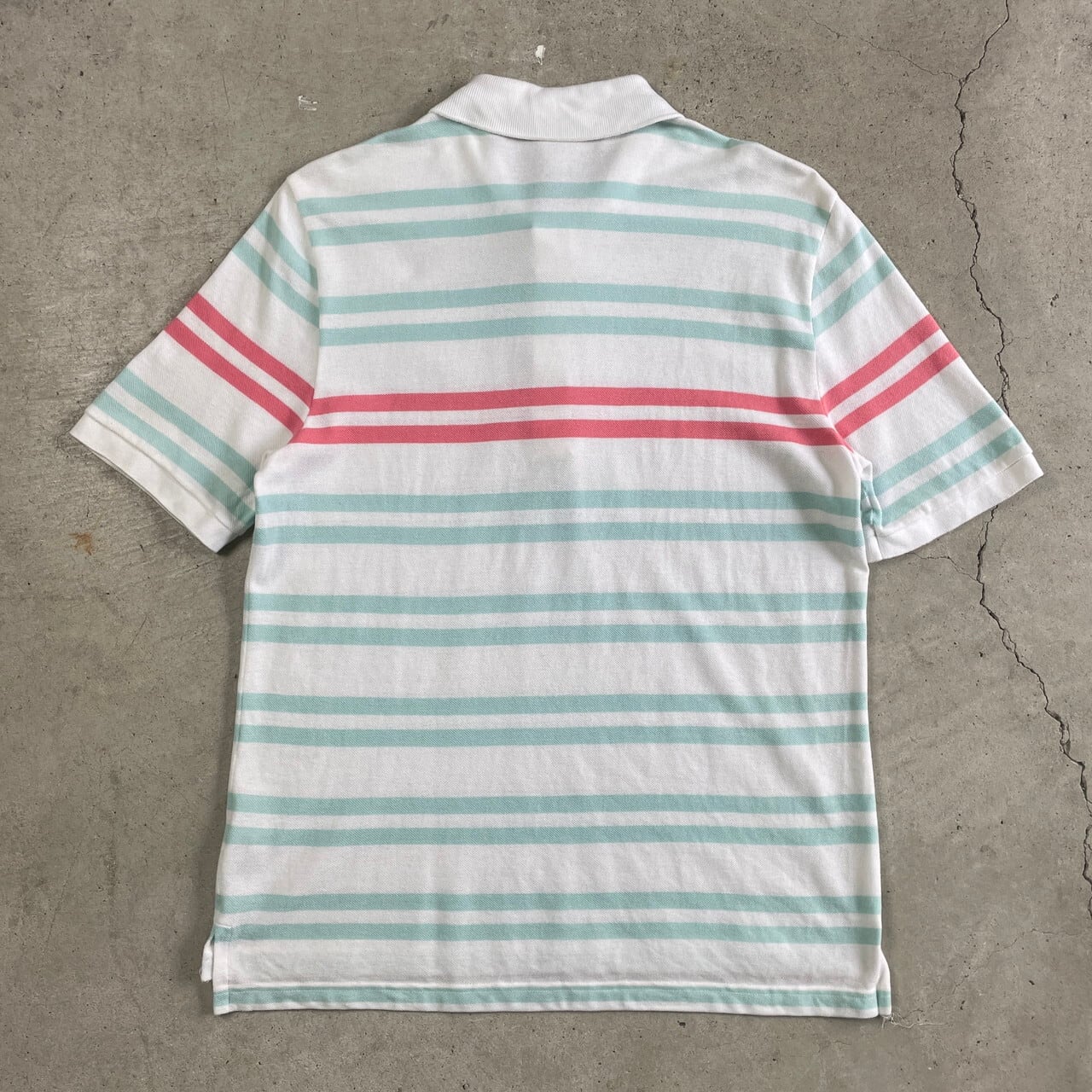 90年代 LACOSTE ラコステ 鹿の子 マルチボーダー ポロシャツ メンズL