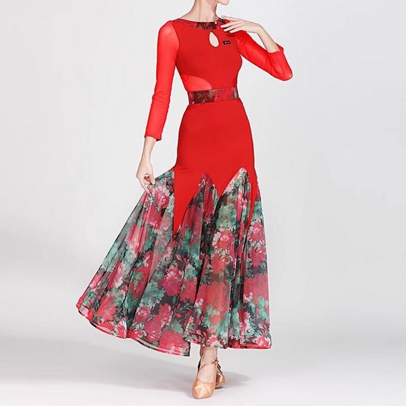 2collar フラワープリントデザイン カラー ドレス ds0346