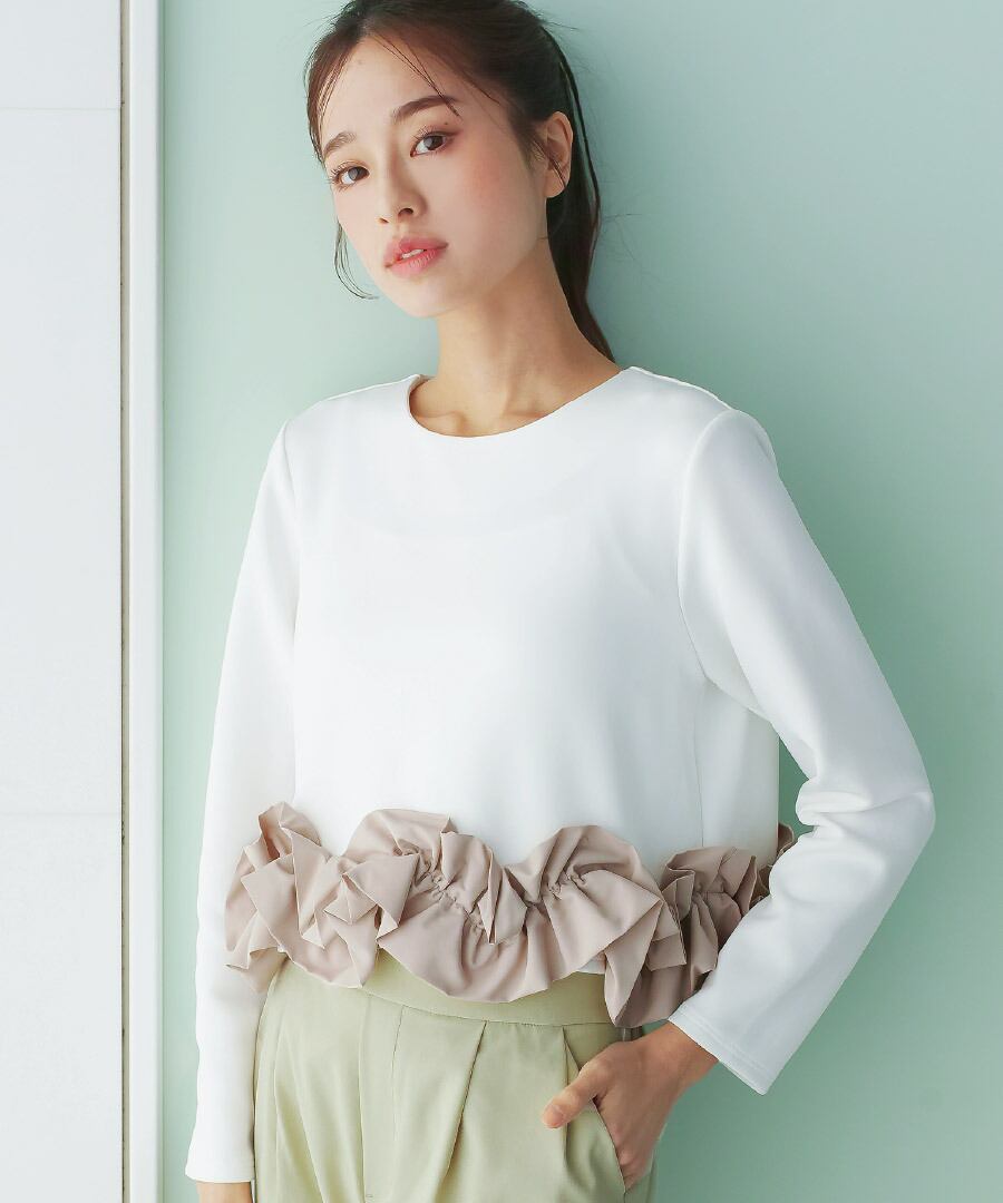 11Rサイズクリームベージュホワイトブラウスプリーツなめらかとろみ素材こなれかわ KOEISTORE ブラウス レディース 春 夏 春夏 シャツ ブラウス