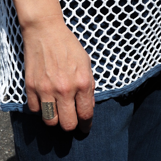70-90s Mexican Silver Hammered Ring Size10.5